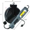 Alert ProReel 5030AM Retractable Cord Reel w/LED Work Light | 30' - 16/3 SJTOW Task Light Cord | 14W LED Shop Light Provides 1500 Lumens | Grounded Outlet with On/Off Handle Switch view 3