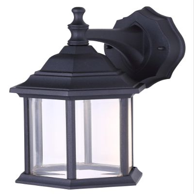 Canarm Dane 1-Light LED Lantern, Black Finish Wall Mount with Clear Glass Panels, Durable Weather-Resistant Outdoor Lighting for Patio, Porch and Garage