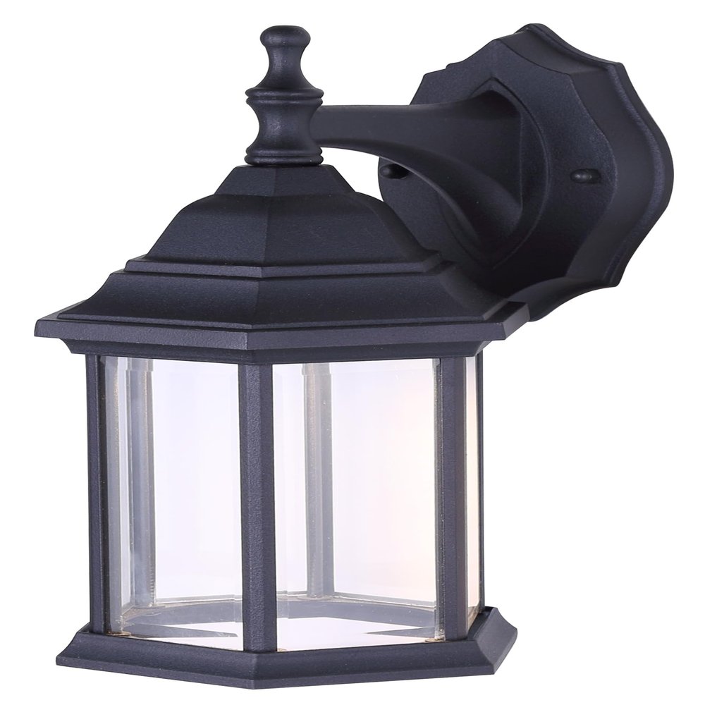 Canarm Dane 1-Light LED Lantern, Black Finish Wall Mount with Clear Glass Panels, Durable Weather-Resistant Outdoor Lighting for Patio, Porch and Garage