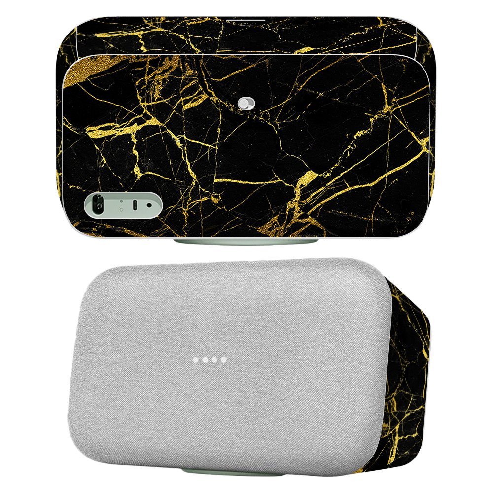 MightySkins Skin Compatible with Google Home Max - Black Gold Marble | Protective, Durable, and Unique Vinyl Decal wrap Cover | Easy to Apply | Made in The USA