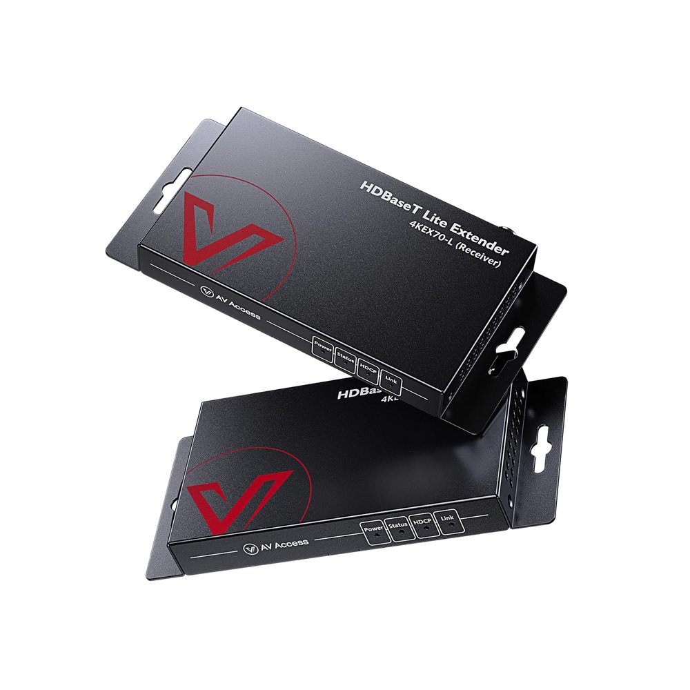 AV Access HDBaseT HDMI Extender Over Single Cat5e/6/6a/7 Ethernet Cable 4K@60Hz 130ft, 1080P@60Hz 230ft, Supports CEC, Bi-Directional PoE, IR and RS232 Pass Through, EDID, HDCP 2.2 (4KEX70-L)