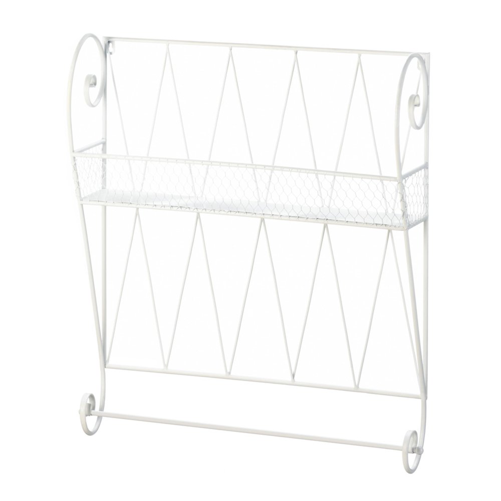 Zingz & Thingz French Country Collection Wire Wall Shelf, 23.75x7.25x28.5, White