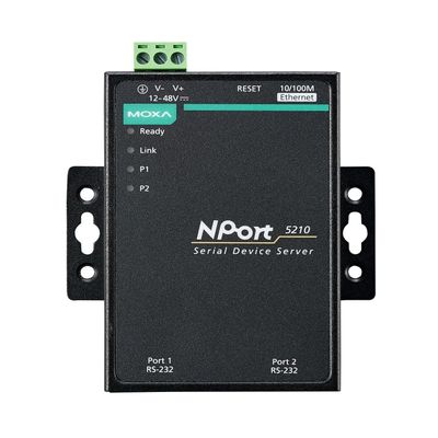 MOXA NPort 5210-2 Ports Device Server, 10/100 Ethernet, RS-232, RJ45 8 Pin- Without- Adapter