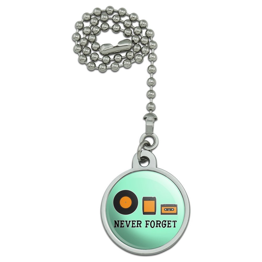 Never Forget Music Record 8 Track Cassette Vinyl Ceiling Fan and Light Pull