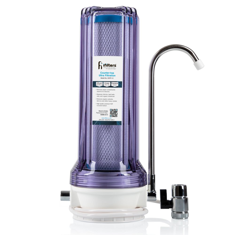 iFilters CNTP-1C Countertop Water Filter with 0.5 Micron Carbon Block
