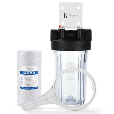 Whole House Sediment & Rust Complete Filtration System with Clear Housing 1" Ports