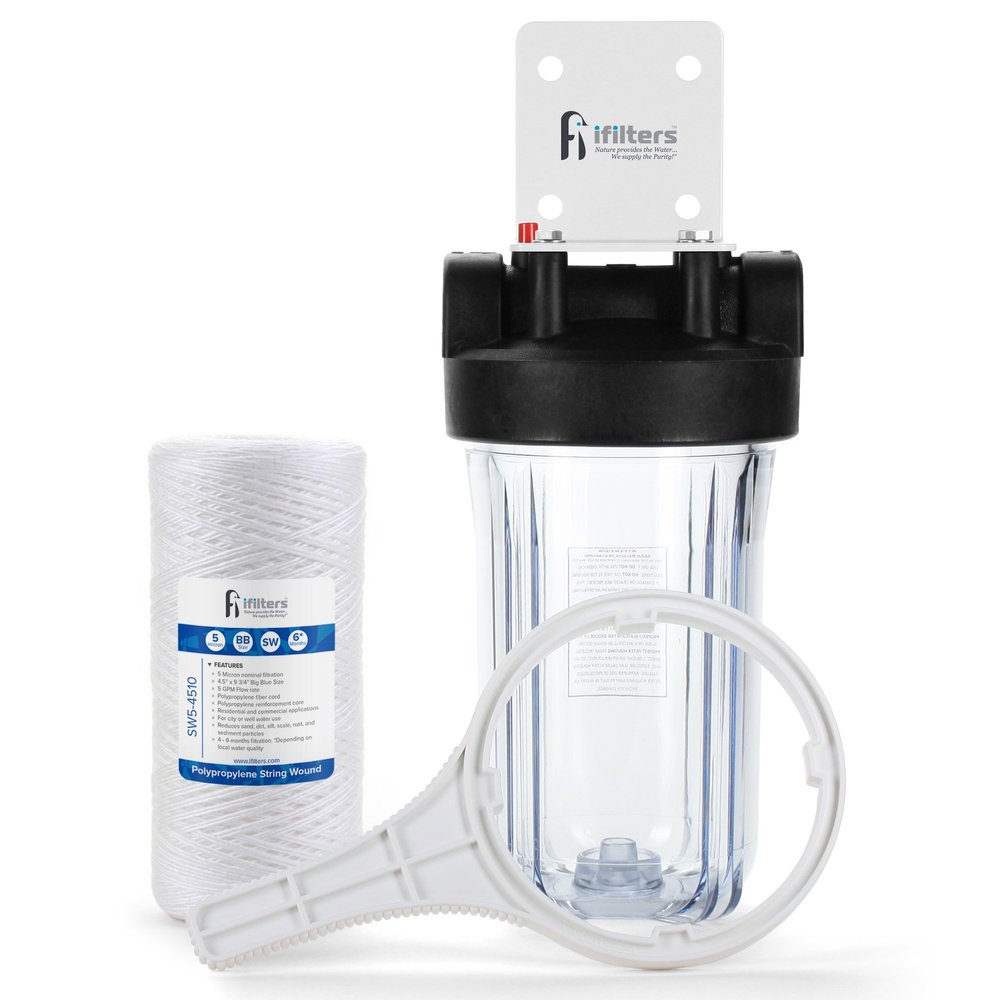 Whole House Sediment & Rust Complete Filtration System with Clear Housing 1" Ports