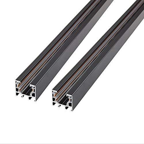 J.LUMI RAL3002 Track Light Rails, Halo Single Circuit System, 3 ft per Rail, 2 Tracks per Pack (Total 6 ft Run), Black
