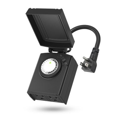 BN-LINK Outdoor 24-Hour Mechanical Timer Outlet, 2 Grounded Outlets