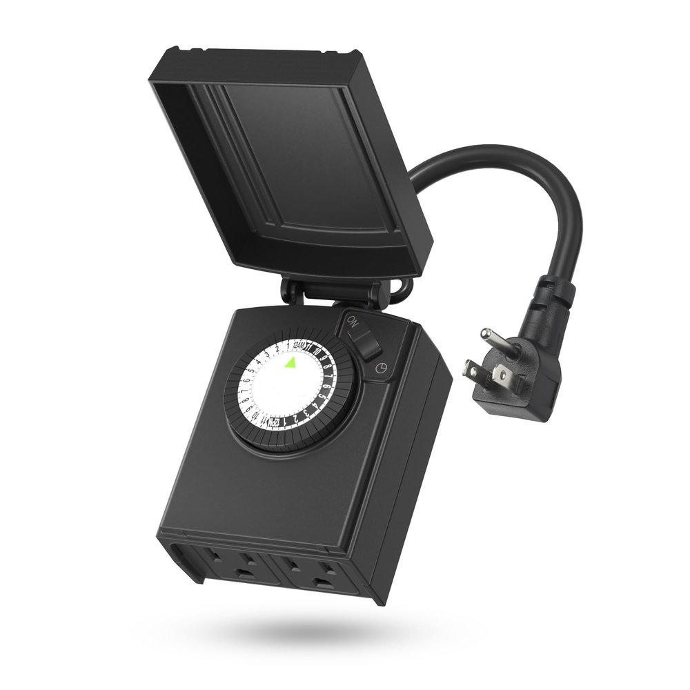 BN-LINK Outdoor 24-Hour Mechanical Timer Outlet, 2 Grounded Outlets