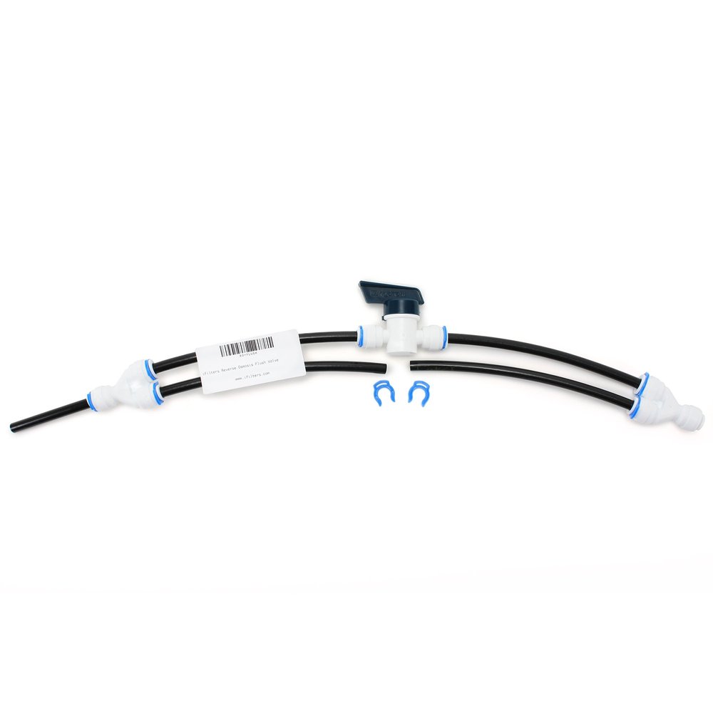 iFilters Reverse Osmosis RO Flush Kit Valve for any standard RO system, 1/4" QC Ports