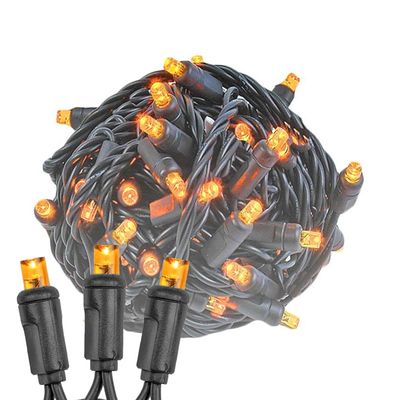 Novelty Lights 25ft Christmas String Lights, 50 Amber Orange LED Bulbs