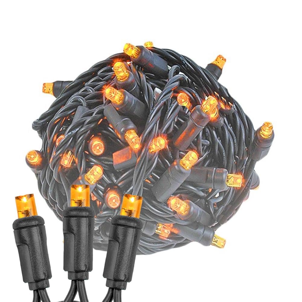 Novelty Lights 25ft Christmas String Lights, 50 Amber Orange LED Bulbs