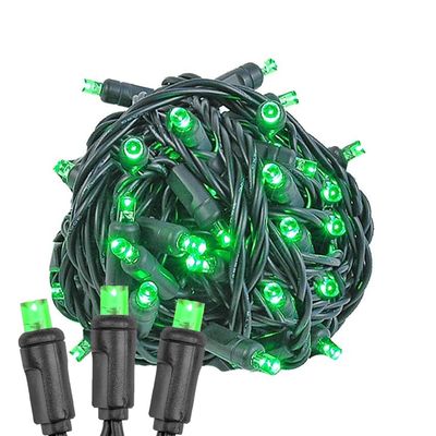 Novelty Lights 25ft Christmas String Lights, 50 Green LED Bulbs, Black Wire