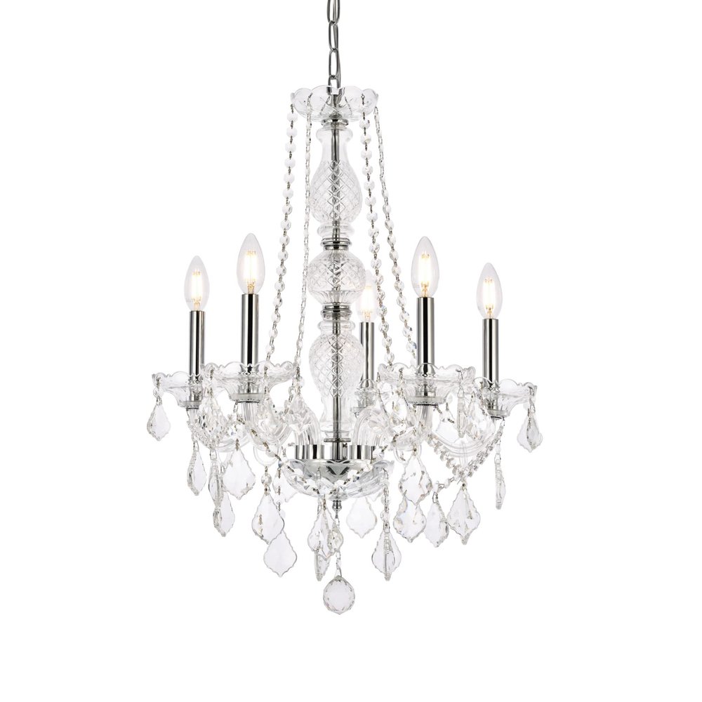Elegant Furniture Verona 5 Light Chrome Chandelier Clear Royal Cut Crystal