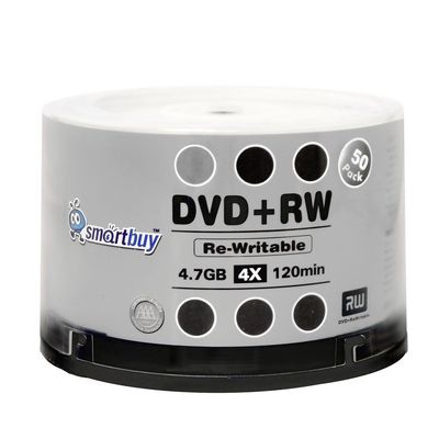 300 Pack Smartbuy Blank DVD+RW 4X 4.7GB 120Min Logo Rewritable DVD Disc