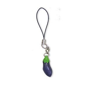 Egg Plant Leather Vegetables mobile/Cellphone Charm VANCA CRAFT-Collectible Cute Mascot Made in Japan