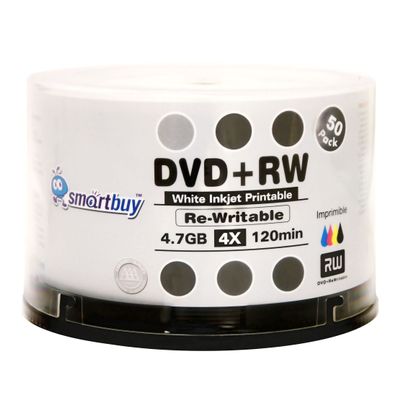 300 Smartbuy DVD+RW 4X 4.7GB White Inkjet Printable Blank Rewritable Disc