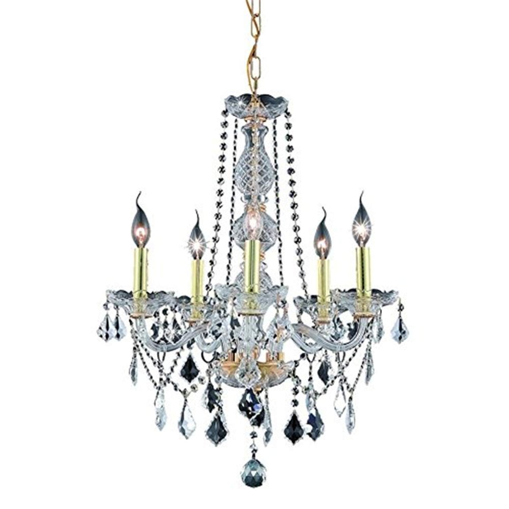 Elegant Lighting Value Verona 5 Light Gold Chandelier Clear Royal Cut Crystal