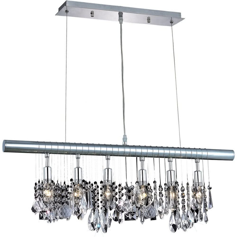 Elegant Lighting Value Chorus Line 6 Light Chrome Chandelier Clear Royal Cut Crystal