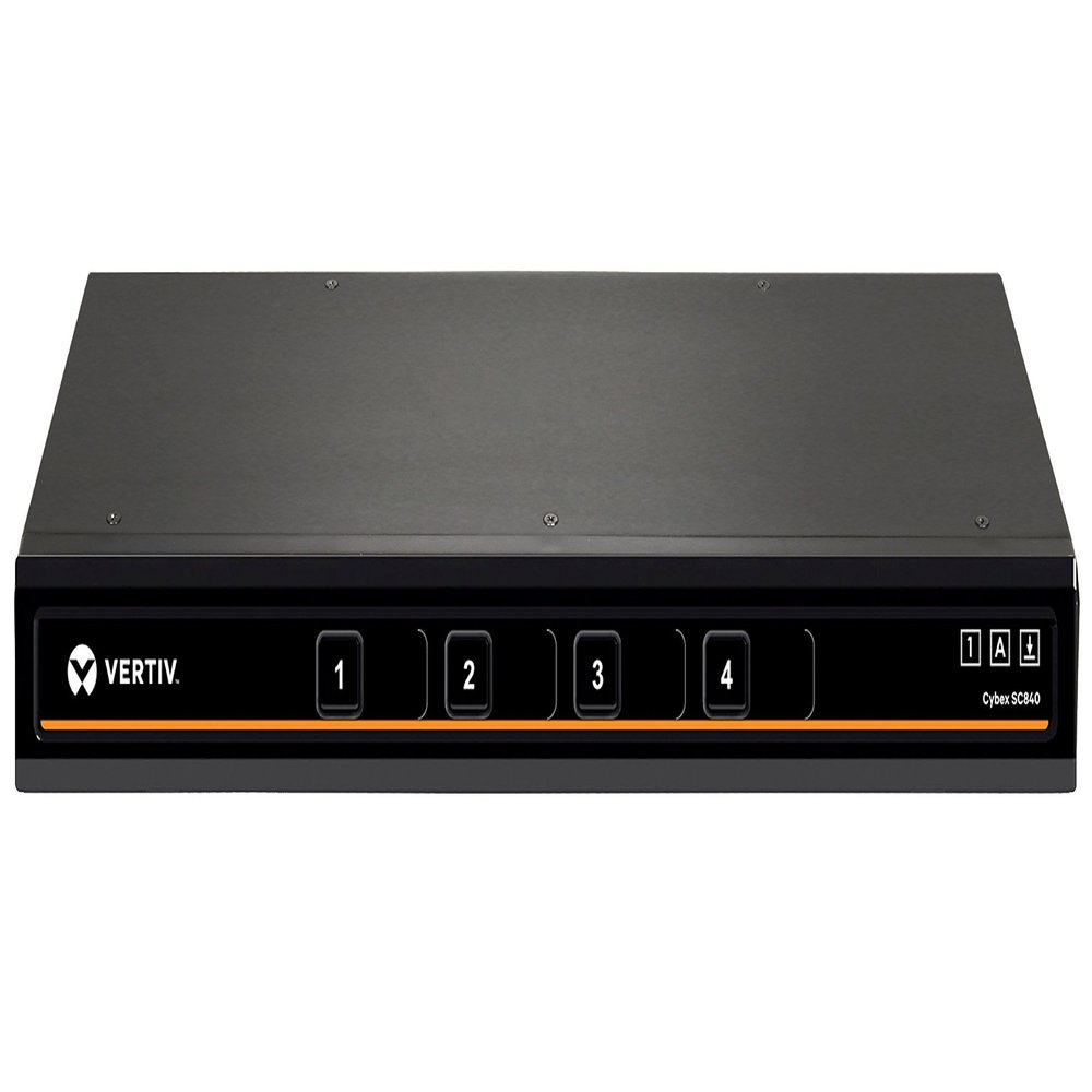 Avocent Vertiv Cybex SC840-001Secure Desktop KVM,Single Head Monitor,4 Port,Dual-Link,Secure Desktop KVM Switch,Common Access Card (CAC),Dedicated Peripheral Port (DPP),True Image Reproduction,Black