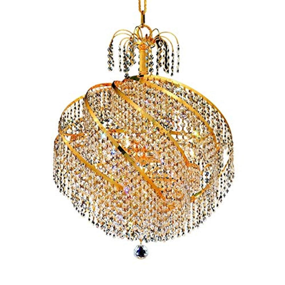 10-Light Chandelier Clear Royal Cut Crystal in Gold