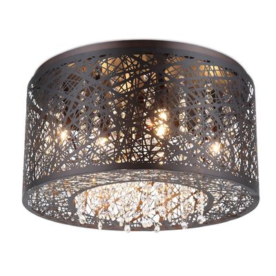 Four-Light Inca Flush Mount Ceiling Light Bird Nest Dia 15.7" (Bronze Color)