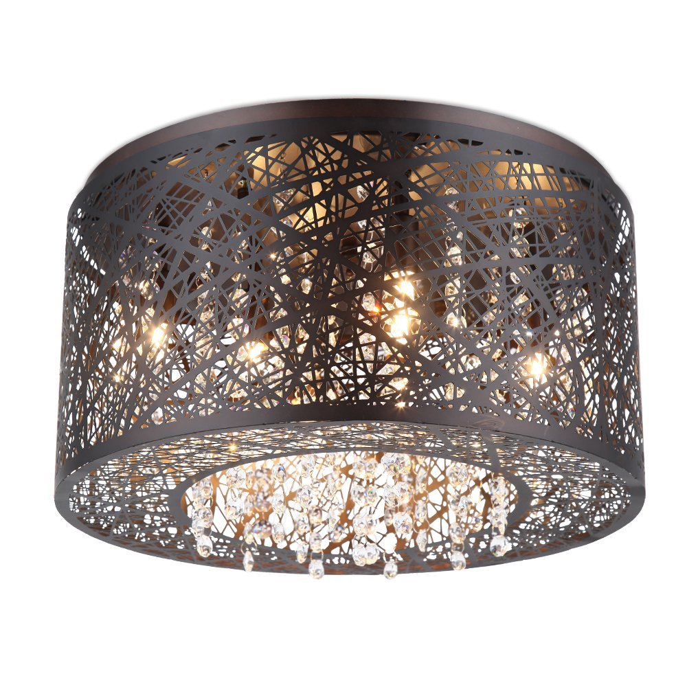 Four-Light Inca Flush Mount Ceiling Light Bird Nest Dia 15.7" (Bronze Color)