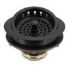 Westbrass D2165-62 Post Style Large Kitchen Basket Strainer with Waste Disposal Flange and Stopper, Matte Black view 3