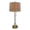 Royal Designs 28" Crystal and Antique Brass Lamp with Eggshell and Black Moroccan Print Shallow Drum Hardback Lamp Shade, Set of 2 view 2
