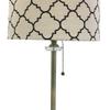 Royal Designs 28" Crystal and Antique Brass Lamp with Eggshell and Black Moroccan Print Shallow Drum Hardback Lamp Shade, Set of 2 view 3