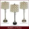 Royal Designs 28" Crystal and Antique Brass Lamp with Eggshell and Black Moroccan Print Shallow Drum Hardback Lamp Shade, Set of 2 view 4