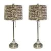Royal Designs 28" Crystal and Brushed Nickel Lamp with Cream and Brown Dog Lover Print Drum Hardback Lamp Shade, Set of 2 view 1