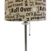 Royal Designs 28" Crystal and Brushed Nickel Lamp with Cream and Brown Dog Lover Print Drum Hardback Lamp Shade, Set of 2 view 3