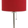 Royal Designs 28" Crystal and Brushed Nickel Buffet Lamp with Red Shallow Drum Hardback Lamp Shade, Set of 2 view 3