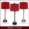 Royal Designs 28" Crystal and Brushed Nickel Buffet Lamp with Red Shallow Drum Hardback Lamp Shade, Set of 2 view 4