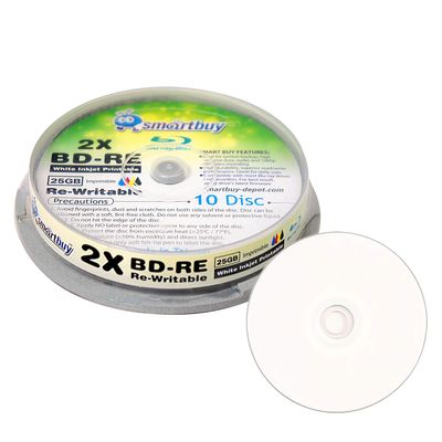 20 Pack Smartbuy 2X 25GB BD-RE Rewritable White Inkjet Hub Printable Disc