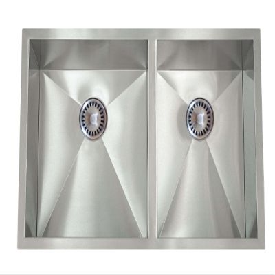 Lenova PC-SS-0Ri-D1 PermaClean 16-Gauge Stainless Steel Unequal Double Bowl Under-Mount Kitchen Sink, 32 x 19-Inch