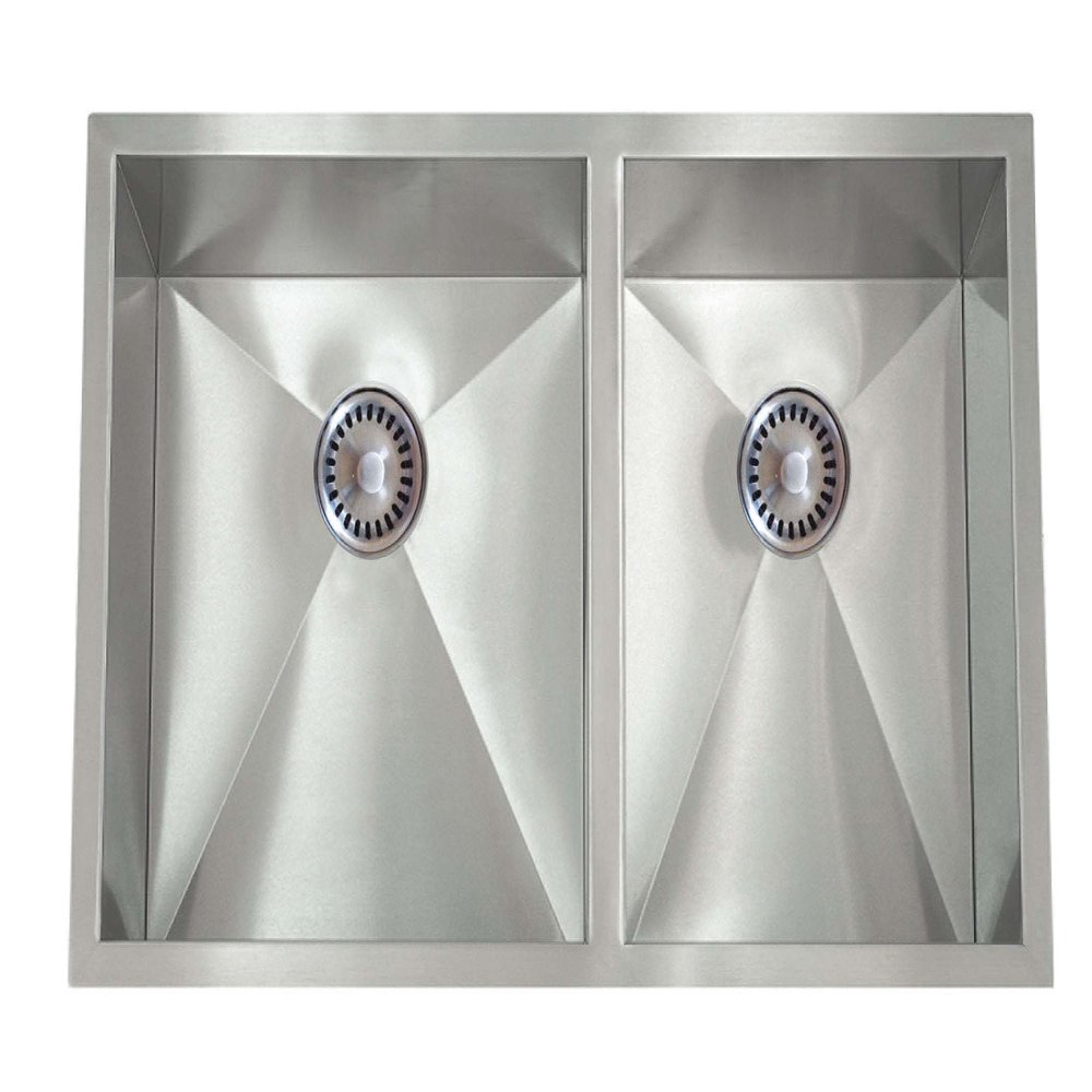 Lenova PC-SS-0Ri-D1 PermaClean 16-Gauge Stainless Steel Unequal Double Bowl Under-Mount Kitchen Sink, 32 x 19-Inch