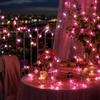33ft 100 LED Plug in Fairy Lights, Pink Christmas Flower String Lights view 4