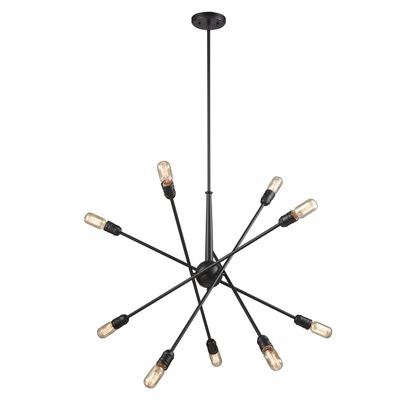 Elk Home Delphine Dining Room Chandelier, 10-Light Modern Hanging Ceiling Light Fixture, Oil Rubbed Bronze, 33 Inch Wide