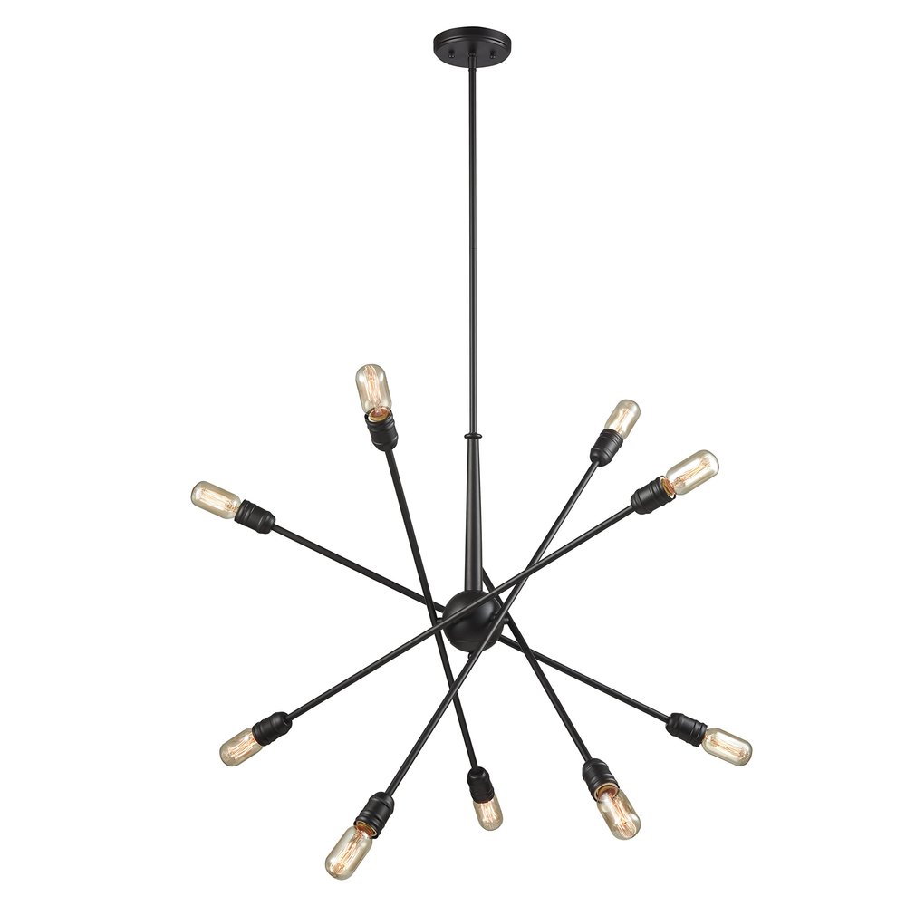 Elk Home Delphine Dining Room Chandelier, 10-Light Modern Hanging Ceiling Light Fixture, Oil Rubbed Bronze, 33 Inch Wide