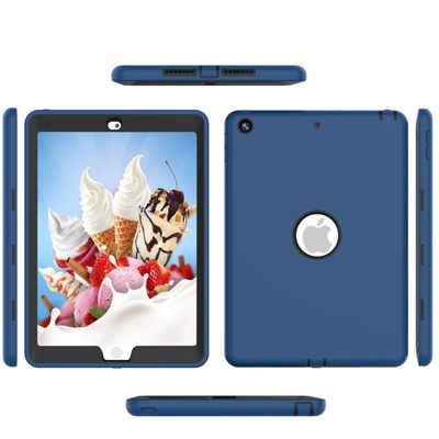 Case for ipad 4th 3rd 2nd Generation 9.7 inch (11Years ago Old Model) A1458 A1430 A 1416 High-Impact Shock Absorbent Silicone Hard Plastic Dual Layer Protective case Cover Blue Black