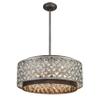 Elk Home Rosslyn 6-Light Chandelier - in Weathered Zinc Finish, with Weathered Zinc Laser Cut Metal Shade with Crystals, Traditional Style view 1