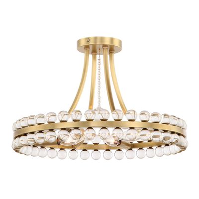 Crystorama Clover 4 Light Aged Brass Semi Flush Mount