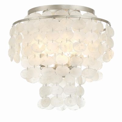 Crystorama Brielle 3 Light Antique Silver Flush Mount