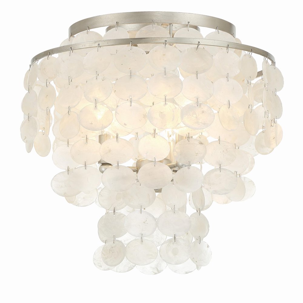 Crystorama Brielle 3 Light Antique Silver Flush Mount