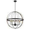 Caldwell 8-Light Matte Black Orb Chandelier with Satin Brass Accents view 1