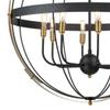 Caldwell 8-Light Matte Black Orb Chandelier with Satin Brass Accents view 2
