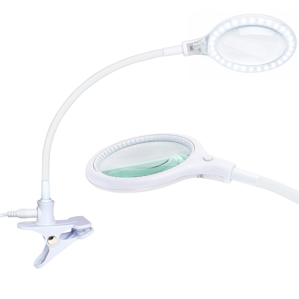 Brightech LightView Flex Magnifying Desk Lamp with Clamp, 1.75X Light Magnifier, Adjustable Magnifying Glass with Light for Crafts, Reading, Close Work